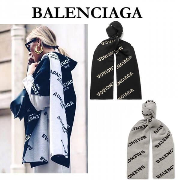 これ一つで断然キマル★新作★BALENCIAGA★ロゴプリントストール   201020C21